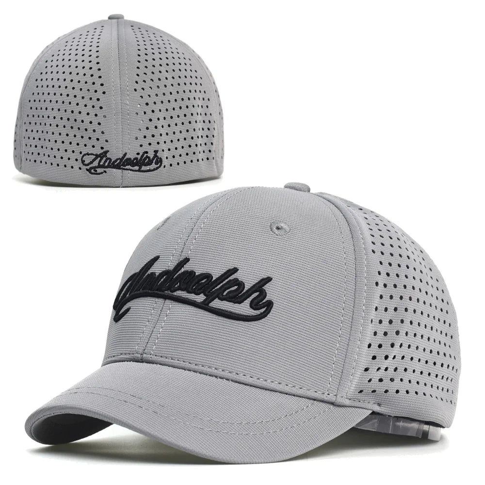 Baseballkappe mit Netzstoff, kurzer Krempe, geschlossener Rückseite, atmungsaktiv, Snapback-Kappen, eng anliegend, Dad-Cap, verstellbar, einfarbig, Trucker-Stil