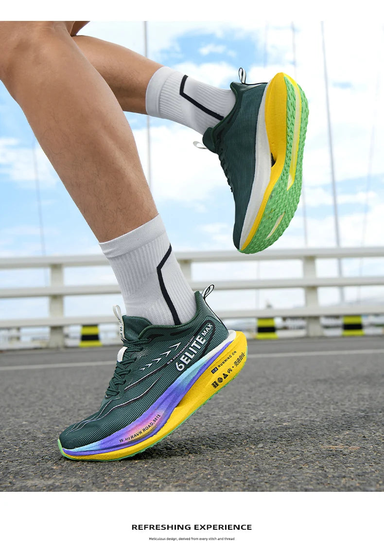 Men  Running Shoes Carbon Board Speciality Marathon Sports Breathable Lightweight Women's Comfortable Athletic Nonskid Sneakers