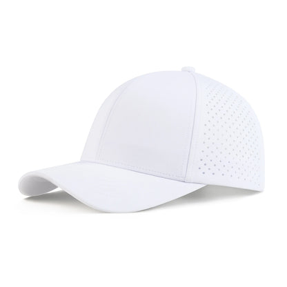 VOBOOM Herren-Baseballkappe mit Schnell-Trocknungsfunktion, lasergeschnittenem Netzstoff, gewölbter Krempe und Snapback-Verschluss – für Outdoor, Laufen und Reisen – schwarze Kappe