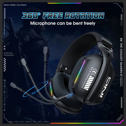 Onikuma GT808 Kabelloses Gaming-Headset RGB – Bluetooth 5.3, 2.4GHz & 3.5mm Gaming-Kopfhörer mit Mikrofon