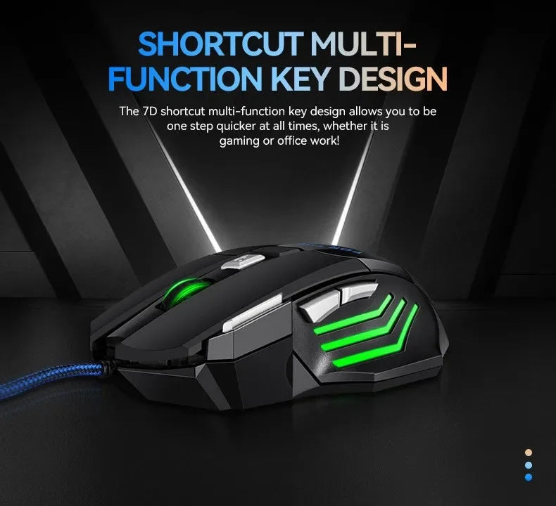 G6 USB žični gaming miš sa 7 tipki, kotačićem za pomicanje, podesivim optičkim senzorom 5500DPI i ergonomskim e-sports dizajnom za laptop, PC i Xiaomi