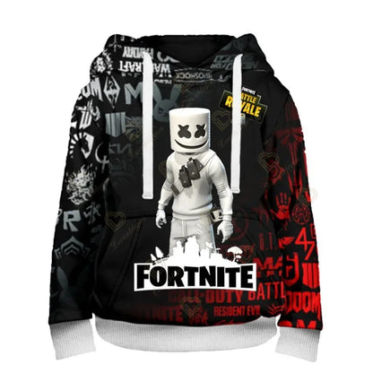 Sweatshirt com Capuz para Fãs de Fortnite, Impressão 3D Battle Royale, Cosplay Victory, para Homem, Mulher e Criança, Streetwear com Capuz
