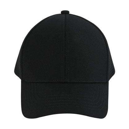 VOBOOM Herren-Baseballkappe mit Schnell-Trocknungsfunktion, lasergeschnittenem Netzstoff, gewölbter Krempe und Snapback-Verschluss – für Outdoor, Laufen und Reisen – schwarze Kappe