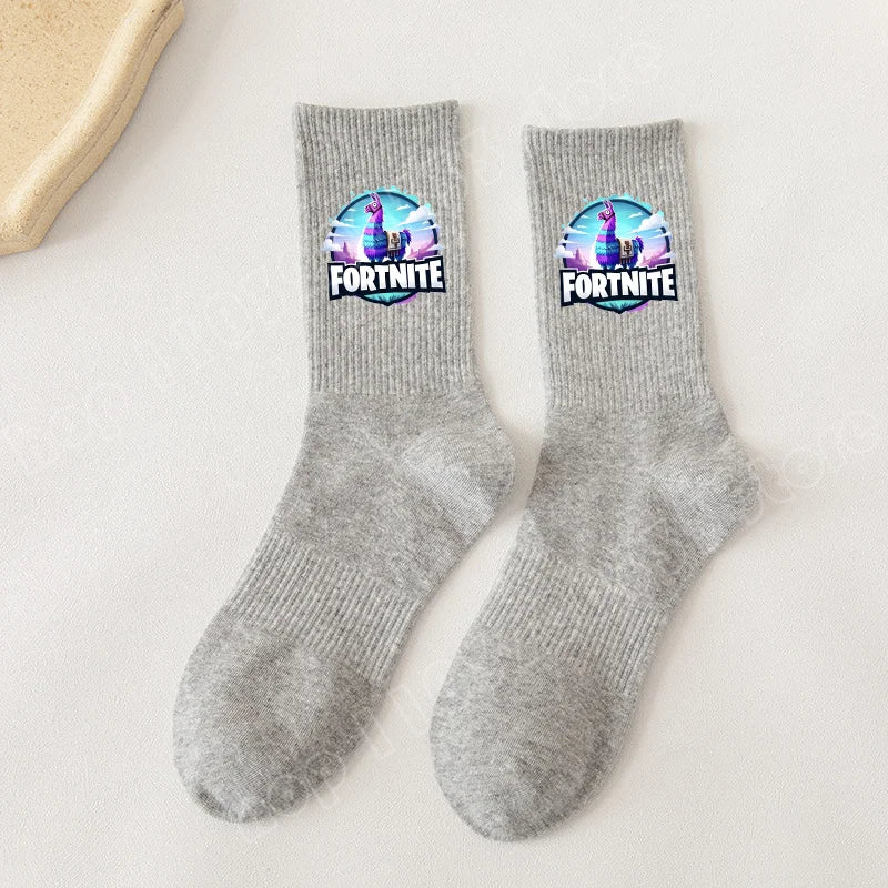 Fortnite-Socken mit Cartoon-Spielcharakter, lange Socken für Kinder und Schüler, einfarbige Baumwollsocken für Frühling und Herbst, Geburtstagsgeschenk
