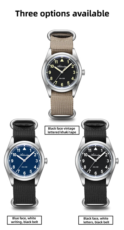 Orologio analogico da uomo ADDIESDIVE 36mm con vetro a specchio bombato, impermeabile 100m, luminoso, semplice, al quarzo, con cinturino in nylon