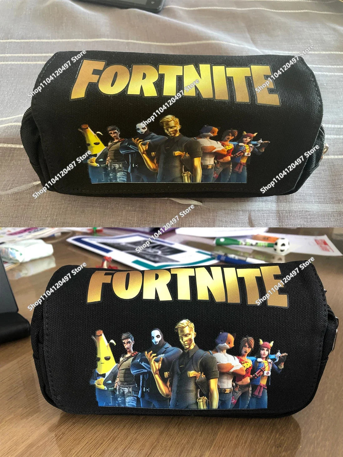 Estojo Fortnite Battle Royale para crianças, caixa de arrumação de canetas com design cartoon, material escolar, presente de aniversário