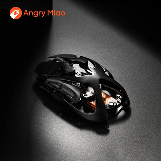 Angry Miao Infinity Gaming-Wireless-Maus aus Metall, ultraleicht, hohl, Hot-Swap-fähig, PAW3950, Dual 8K, kabelgebunden, Tri-Mode