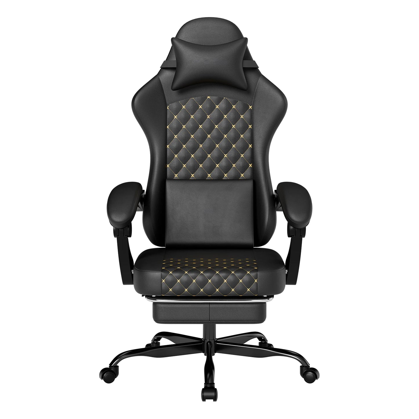 PINGGO Ergonomischer Gaming-Stuhl mit Fußstütze und Massagefunktion, PVC-Leder-Bürostuhl für PC-Gaming, Belastbarkeit 150kg