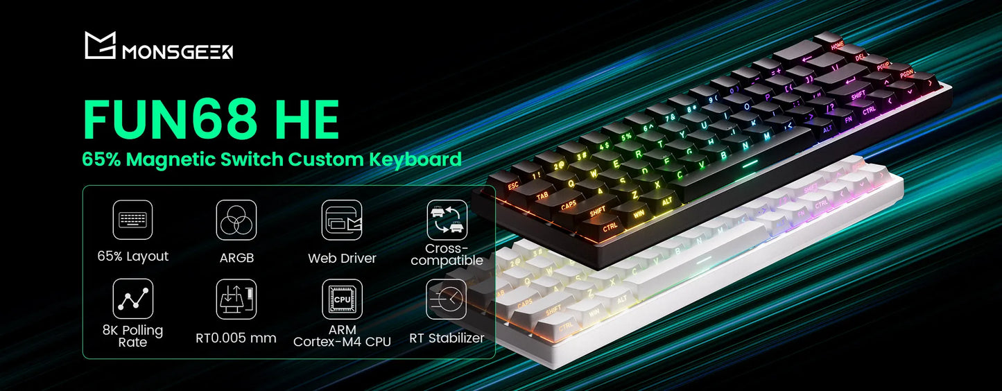 Akko MonsGeek FUN68 FUN60 PRO&MAX HE Magnetic Keyboard 60% 65% Gaming Keyboards Rapid Trigger 8K Custom Keyboard Gamer Esports