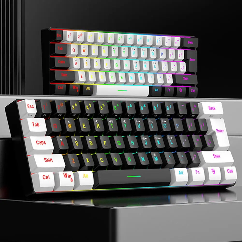 RGB Keyboard Compact 61-key Wired Mechanical Gaming Keyboard with RGB Light Design for Lightweight Computer Use