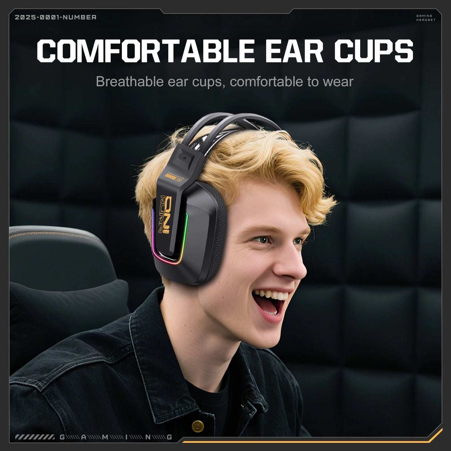 Cuffie da gaming wireless ONIKUMA GT828 Bluetooth 5.3 RGB con microfono, cancellazione del rumore e connessione a 4 modalità per PC, PS5 e laptop