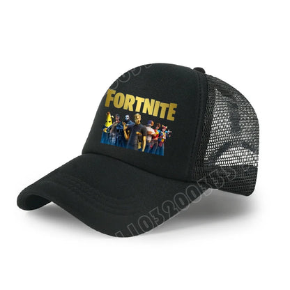 Dětská letní kšiltovka Fortnite s potiskem ve stylu kreslené hry, prodyšná síťovina, nastavitelná čepice s kšiltem, dárek k narozeninám pro děti