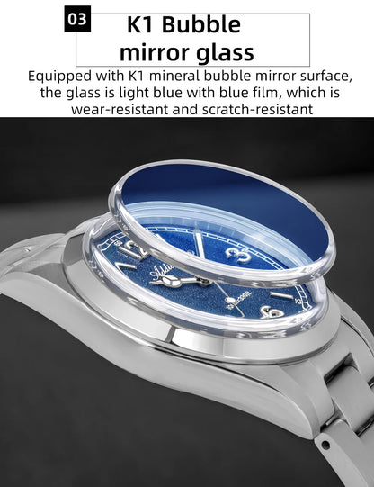 Reloj para hombre ADDIESDIVE AD2518 de 36mm en oferta destacada, cristal de espejo abombado, acero inoxidable 316L, cuarzo, resistente al agua 100m