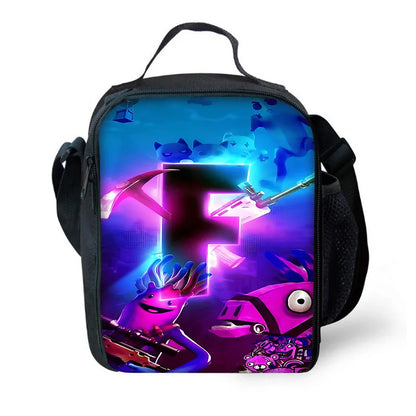 Saco térmico infantil de grande capacidade para rapaz, F-FortniteS Hot Game, estudante, piquenique ao ar livre, lancheira térmica reutilizável para rapariga