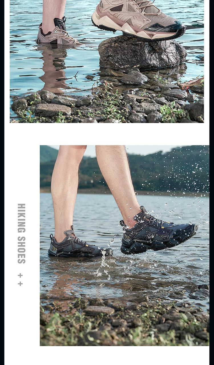 RAX Running Shoes Men&Women Outdoor Sport Shoes Breathable Lightweight Sneakers Air Mesh Upper Anti-slip Natural Rubber Outsole