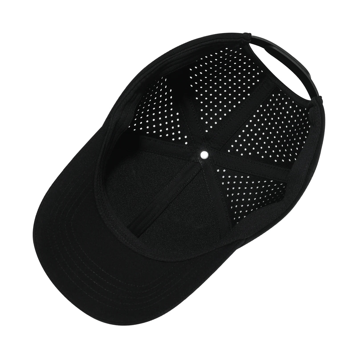 VOBOOM Herren-Baseballkappe mit Schnell-Trocknungsfunktion, lasergeschnittenem Netzstoff, gewölbter Krempe und Snapback-Verschluss – für Outdoor, Laufen und Reisen – schwarze Kappe