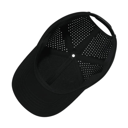 VOBOOM Herren-Baseballkappe mit Schnell-Trocknungsfunktion, lasergeschnittenem Netzstoff, gewölbter Krempe und Snapback-Verschluss – für Outdoor, Laufen und Reisen – schwarze Kappe