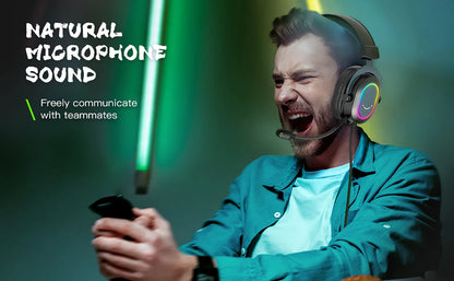 Cuffie gaming RGB FIFINE con microfono – cuffie USB cablate over-ear con audio surround 7.1 per PC, PS4, PS5, modalità EQ e isolamento acustico