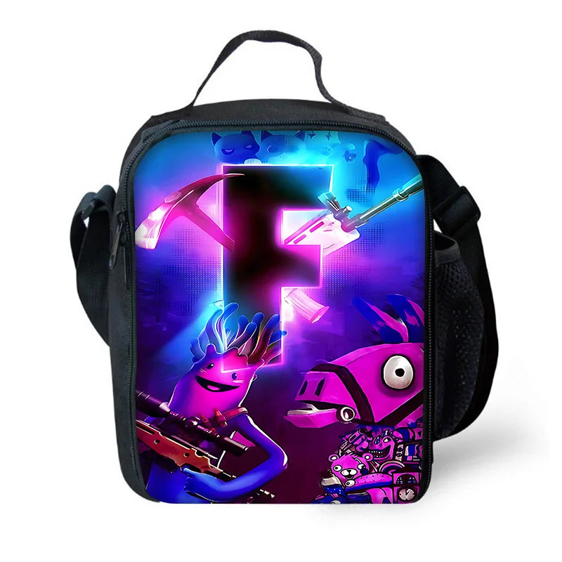 Saco Térmico Infantil de Grande Capacidade F-FortniteS Hot Game para Menino, Menina e Estudante, para Piquenique ao Ar Livre — Lancheira Térmica Reutilizável