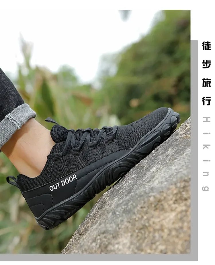 Scarpe da uomo semplici e leggere da trekking sportivo 2025, barefoot a punta larga, multifunzionali casual in mesh traspirante per camminare