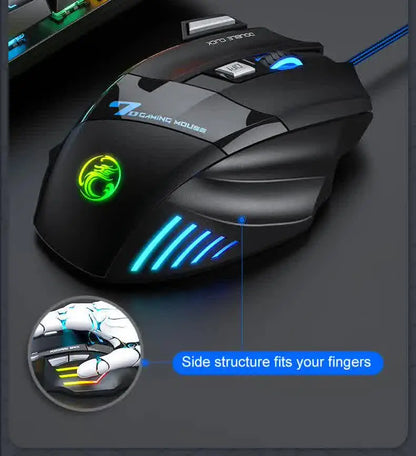 IMICE X7 Optical Gaming Mouse Adjustable DPI Ergonomic Anti Slip Design Colorful Luminuse Suitable for DesktopComputers Laptop
