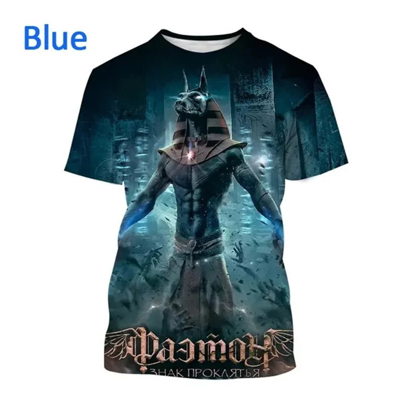 T-Shirts mit dem Sensenmann Anubis – 3D-gedrucktes T-Shirt mit altägyptischem Gott – Auge Ägyptens – Pharao – Harajuku-Mode – Kurzarm-T-Shirt