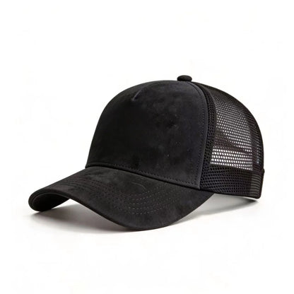 Șapcă de baseball din plasă de vară pentru femei și bărbați, șapcă din piele de căprioară uni, cu patch și închidere snapback, casual, respirabilă, unisex, de stradă, hip-hop, șepci de camionagiu