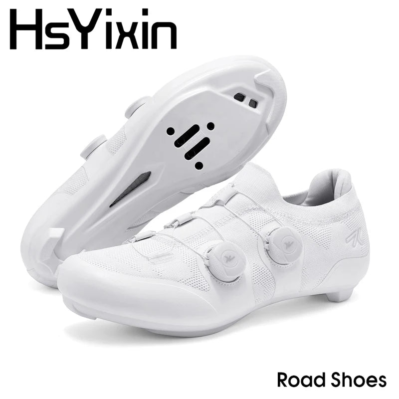 Scarpe da ciclismo su strada unisex, HsYixin traspiranti SPD autobloccanti antiscivolo, scarpe da corsa per bici da strada, MTB flat e sneakers da bicicletta
