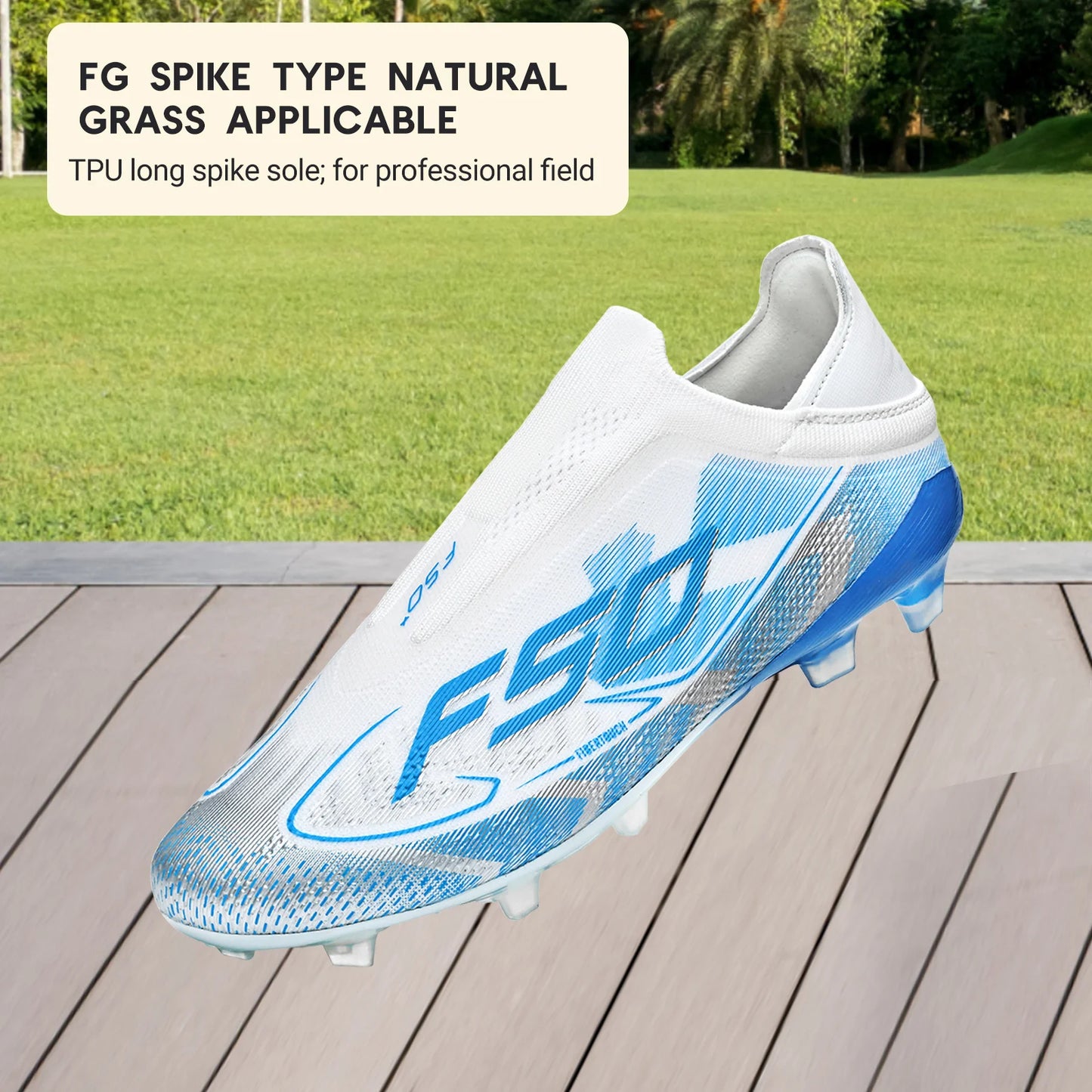 Classic AG/FG Football Shoes with TPU Wear-Resistant Long Studs, PU Mixed Fabric Upper, Non-Slip and Comfortable for Kids' Outdoor Football