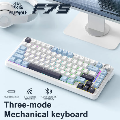 F75 Mechanical Keyboard FREEWOLF * AULA F75 Bluetooth Three-mode Keyboard, Dedicated for Gaming and Office Use