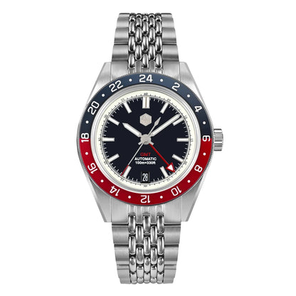 Orologio da uomo automatico San Martin 39.5mm Limited Edition con quadrante Full Lume, NH34 GMT, data a ore 6, 10Bar, Kol Saati di lusso SN0116W