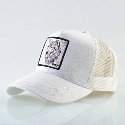 Modieuze baseballpet met geborduurde wolfspatch, snapback, hiphop-truckerpetten voor heren en dames, ademende pet met klep voor buitengebruik