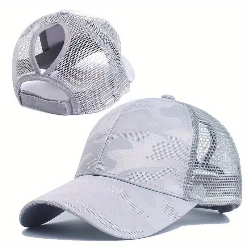 Damskie czapki z daszkiem typu „ponytail”, wiosennie-letnie czapki przeciwsłoneczne z siateczki, czapki do biegania typu „snapback”, regulowane czapki damskie i dziewczęce z daszkiem do noszenia na świeżym powietrzu