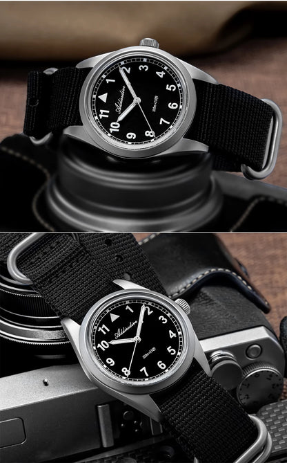 Orologio analogico da uomo ADDIESDIVE 36mm con vetro a specchio bombato, impermeabile 100m, luminoso, semplice, al quarzo, con cinturino in nylon