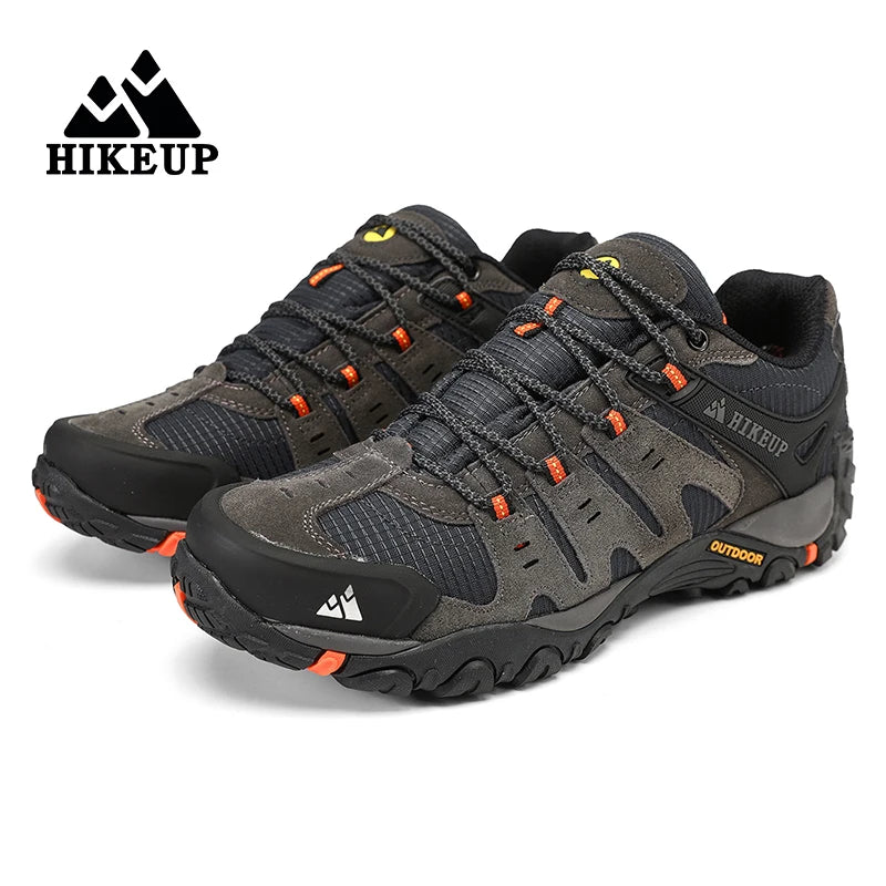HIKEUP Мъжки туристически обувки от велурена кожа, устойчиви на износване outdoor обувки за трекинг, разходки, лов и тактически маратонки