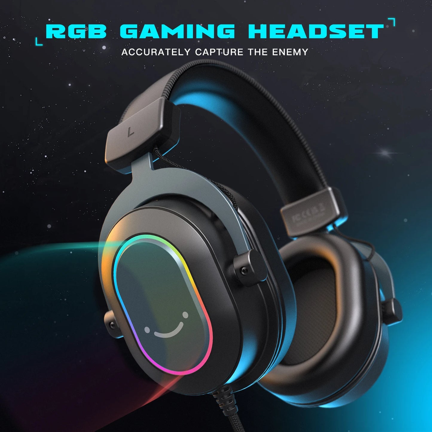 Cuffie gaming RGB FIFINE con microfono – cuffie USB cablate over-ear con audio surround 7.1 per PC, PS4, PS5, modalità EQ e isolamento acustico