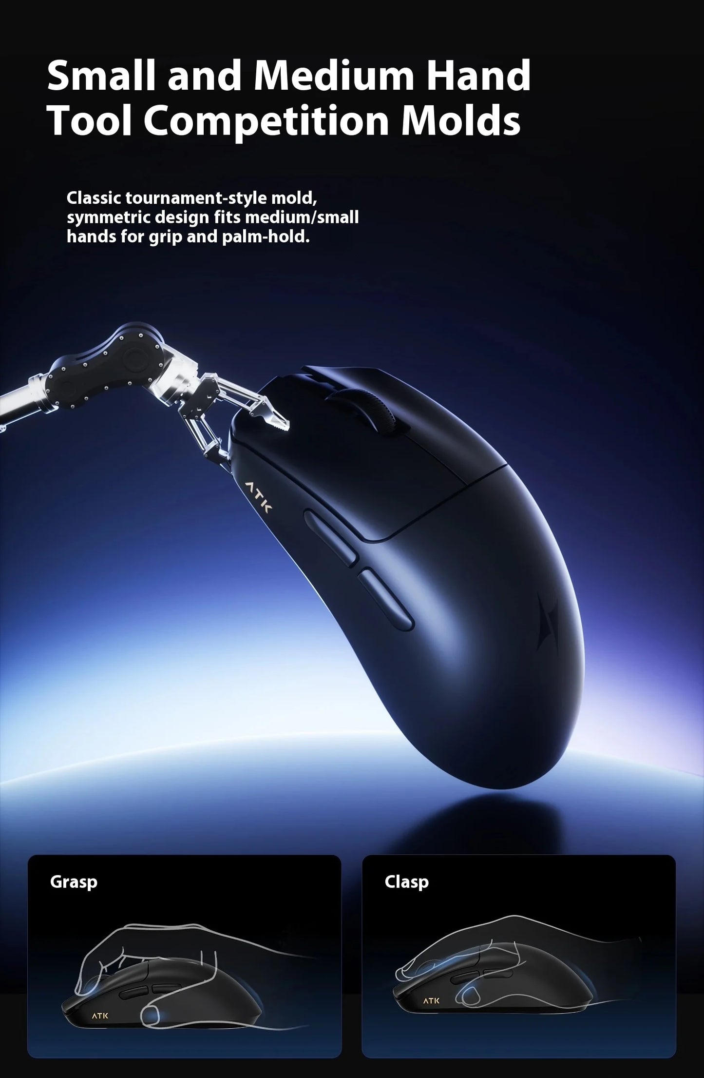 ATK Blazing Sky F1 V2 Ultra Max Wireless Gaming Mouse Dual-Mode Lightweight PAW3950Ultra Dual 8K Low Latency Ergonomic Extreme