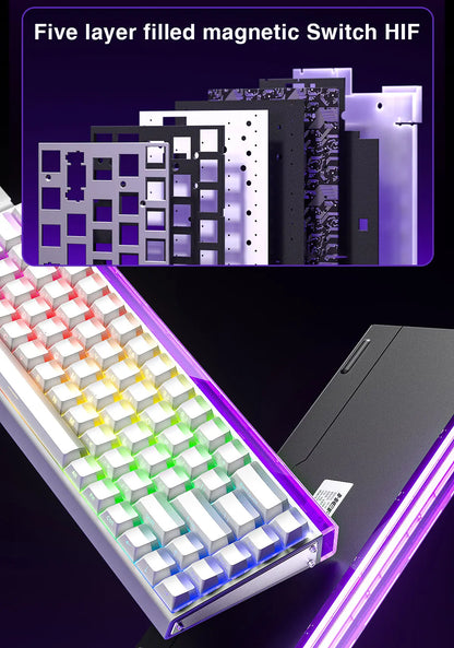 Teclado mecânico gaming com fios AULA HERO68 HE, switches magnéticos, Rapid Trigger, taxa de polling 8K, RGB, para esports