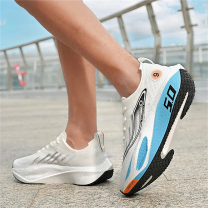 FourSeasons Men's Sports Sneakers Carbon Plate Running Shoe, Breathable Marathon Racing Comfortable Athletic Training Shoes Walking