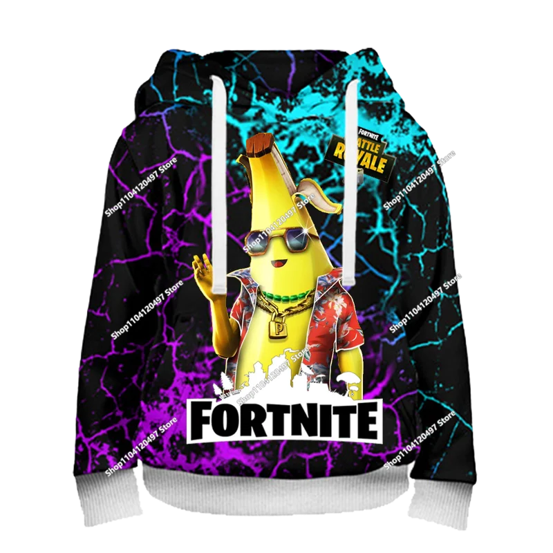 Hoodie Anime Fortnite Infantil, Sweatshirt Masculina Streetwear Hip-Hop Desportiva, Casual, Corte Largo, Moda Outdoor