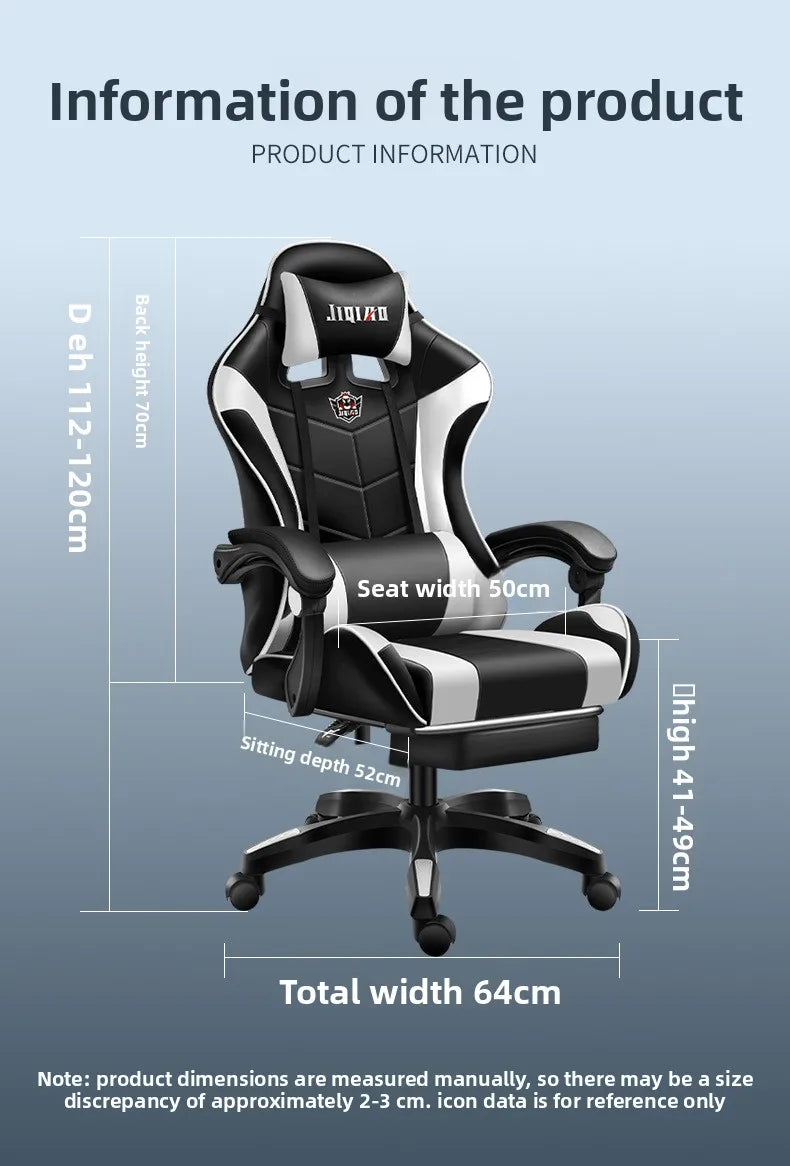 Bequemer ergonomischer Gaming-Stuhl für langes Sitzen, neigbar, mit Massagefunktion und Drehfunktion