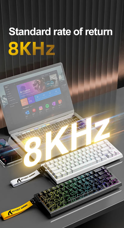 ATTACK SHARK X68HE Esports Magnetic Axis Keyboard 8KHz Return Rate, Total Area 0.01mm, and 0.125ms Rate Class Ultra-Low Latency