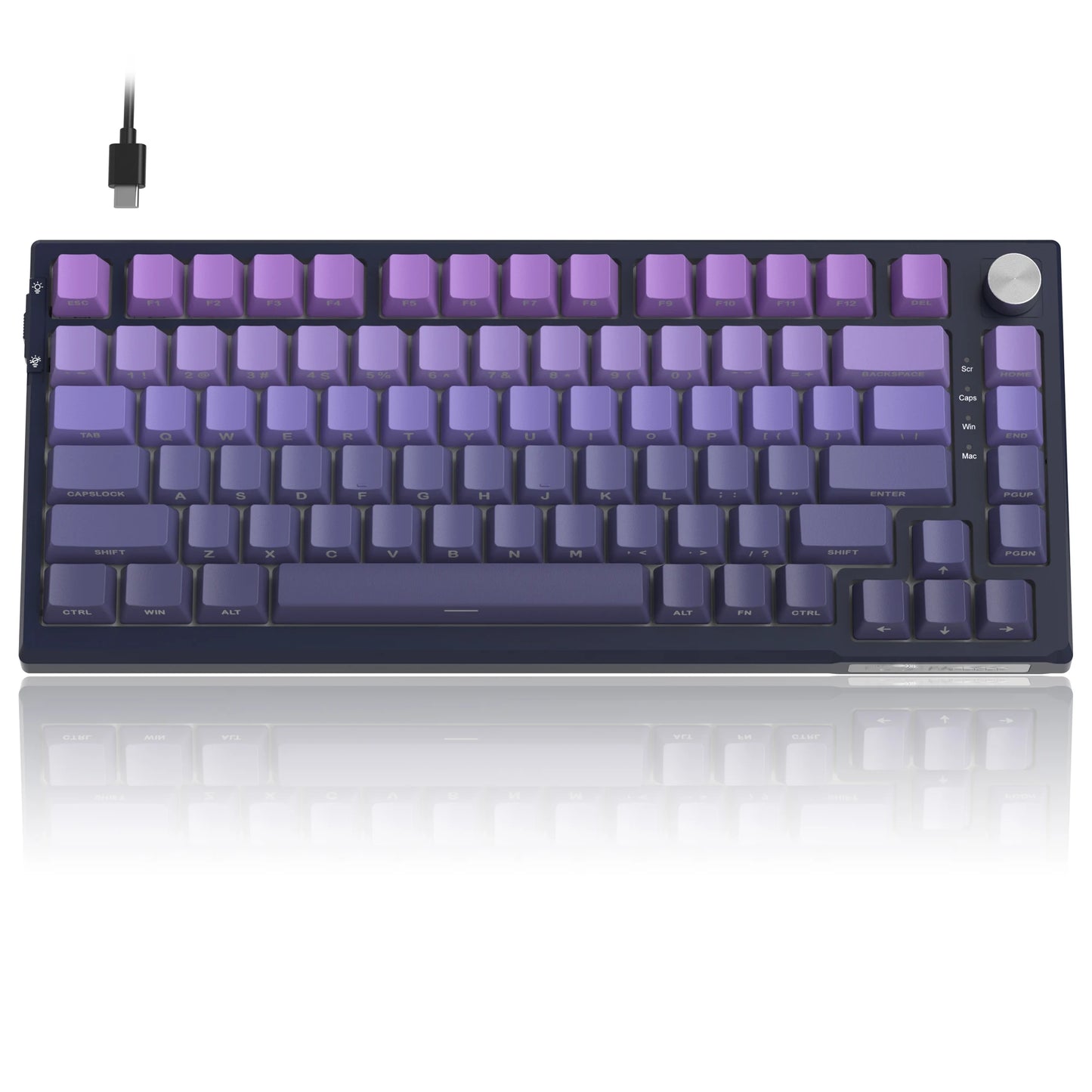 Teclado gaming mecânico MageGee SKY81 75%, RGB, gasket mount, hot-swappable, com fios, personalizável, som cremoso, amortecimento acústico e botão rotativo