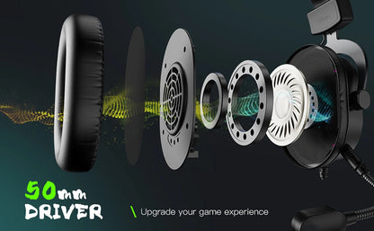 Cuffie gaming RGB FIFINE con microfono – cuffie cablate over-ear con suono surround 7.1 per PC, PS4 e PS5, con 3 modalità EQ