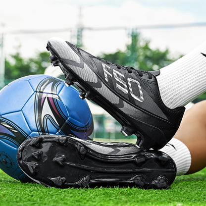 AG/FG Long Studs Soccer Shoes, PU Fabric Mixed Upper, TPU Sole Wear-Resistant Anti-Slip, Men Women Kids Youth Outdoor Sports