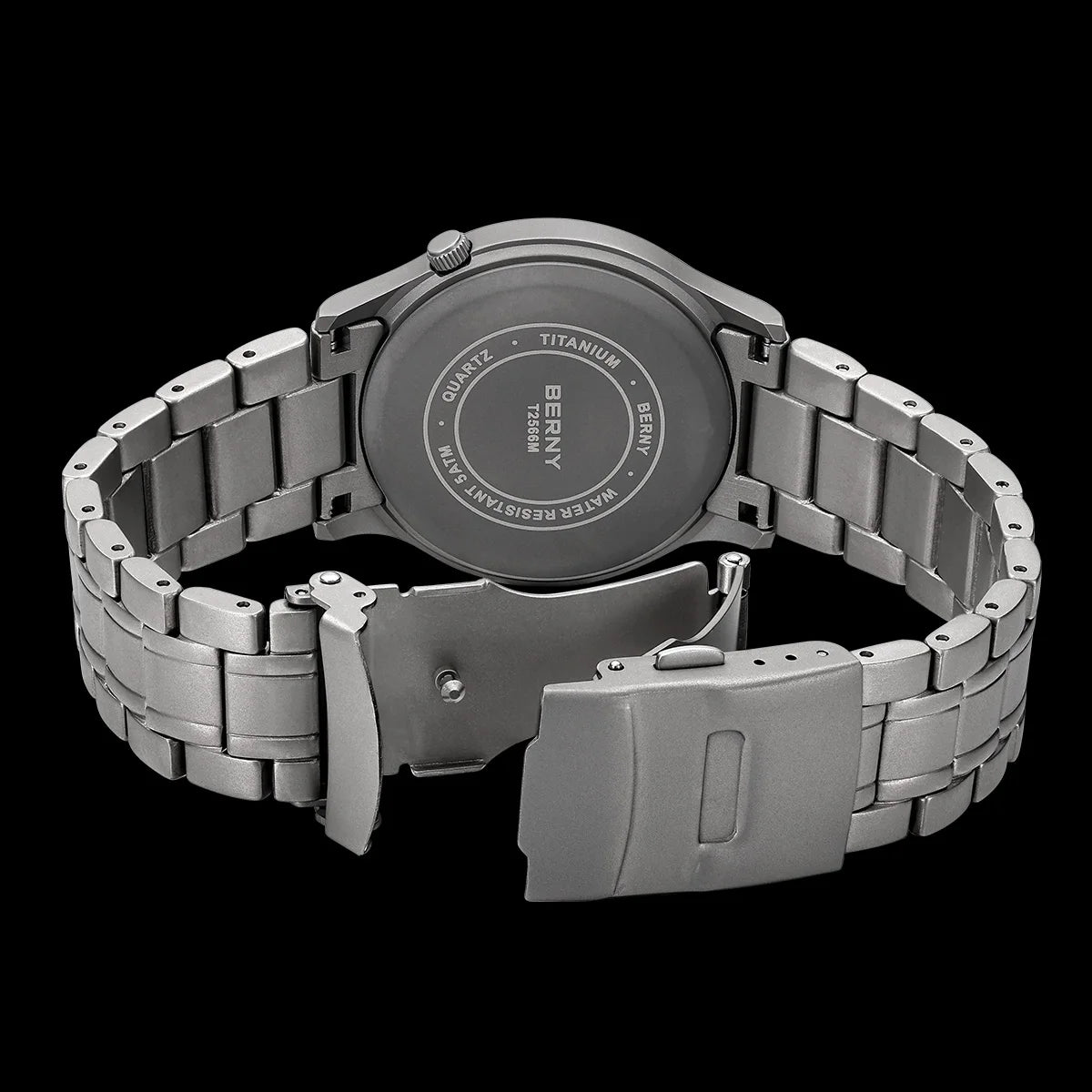 BERNY Titanium Men Wristwatch AR Coat Sapphire Fashion Wristwatch Luminous VH31 Ultra-thin Quartz Watch Waterproof 5ATM Watches