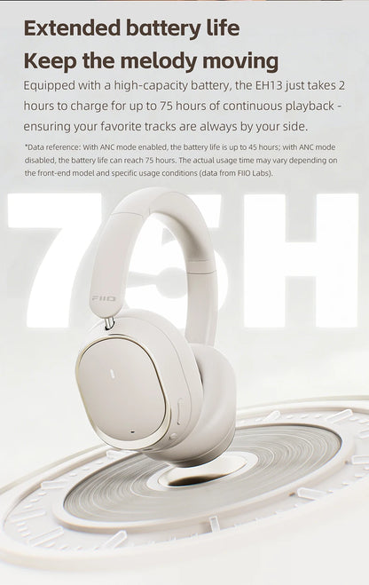 FiiO EH13 Wireless Noise Cancelling Headphones,Hybrid ANC Bluetooth Over-Ear Headphones, 45H Playtime,Headphones for Travel/Game