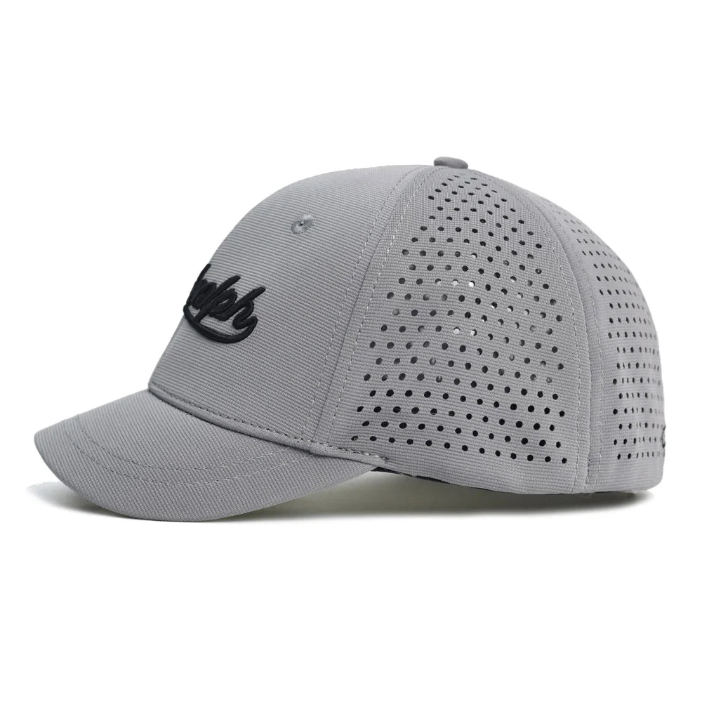 Baseballkappe mit Netzstoff, kurzer Krempe, geschlossener Rückseite, atmungsaktiv, Snapback-Kappen, eng anliegend, Dad-Cap, verstellbar, einfarbig, Trucker-Stil