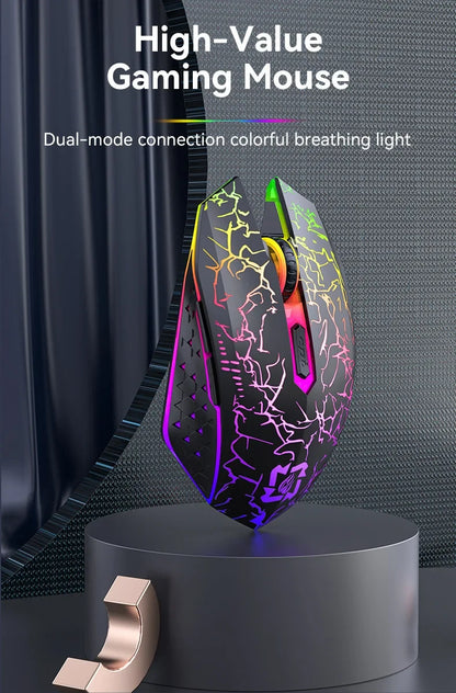 RGB Gaming Mouse 2.4G Wireless Mouse Bluetooth Mouse 1600DPI 6 Mute Buttons Mice Ergonomic Dual-Mode Office Mice For MacBook PC