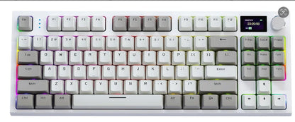 Teclado mecânico ATTACK SHARK K86 com botão metálico, ecrã TFT inteligente a cores, layout de 87 teclas, iluminação RGB e ligação trimodo